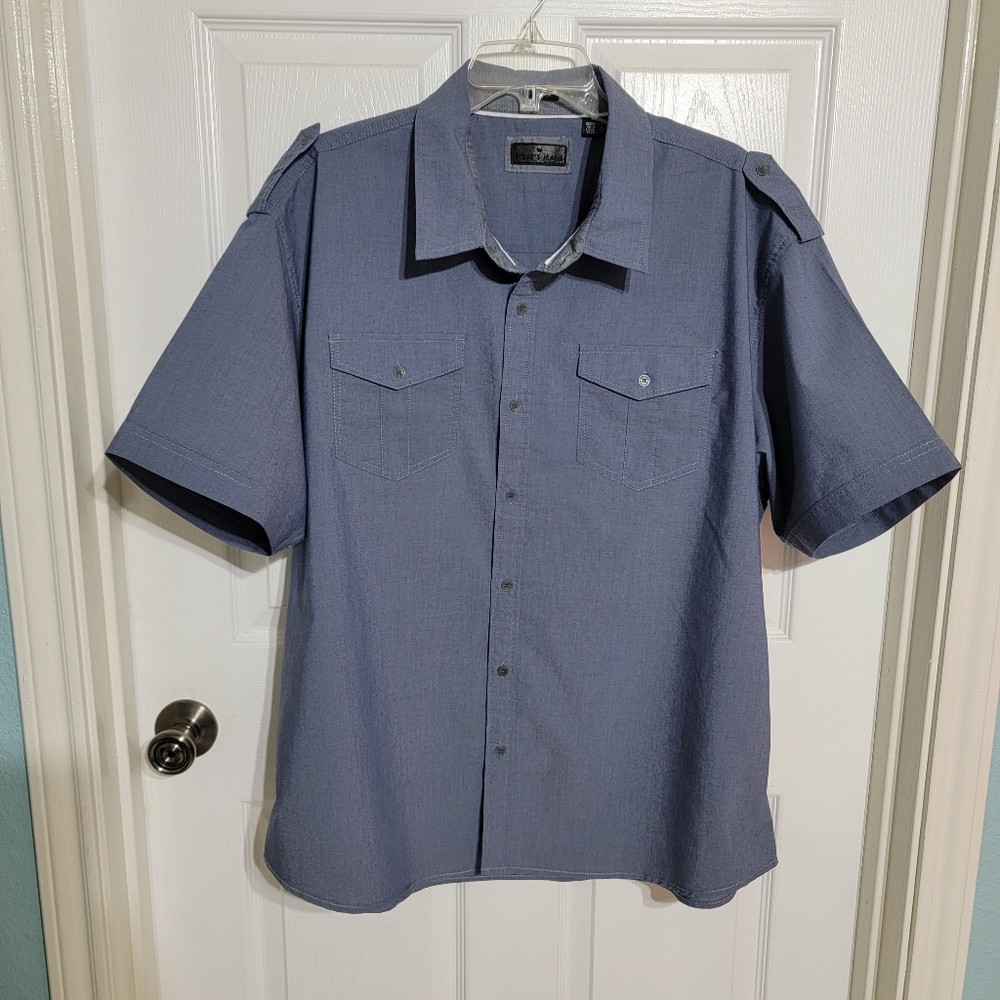 Steve's Jeans Blue Short Sleeve Button Up Shirt Men's Size 2X